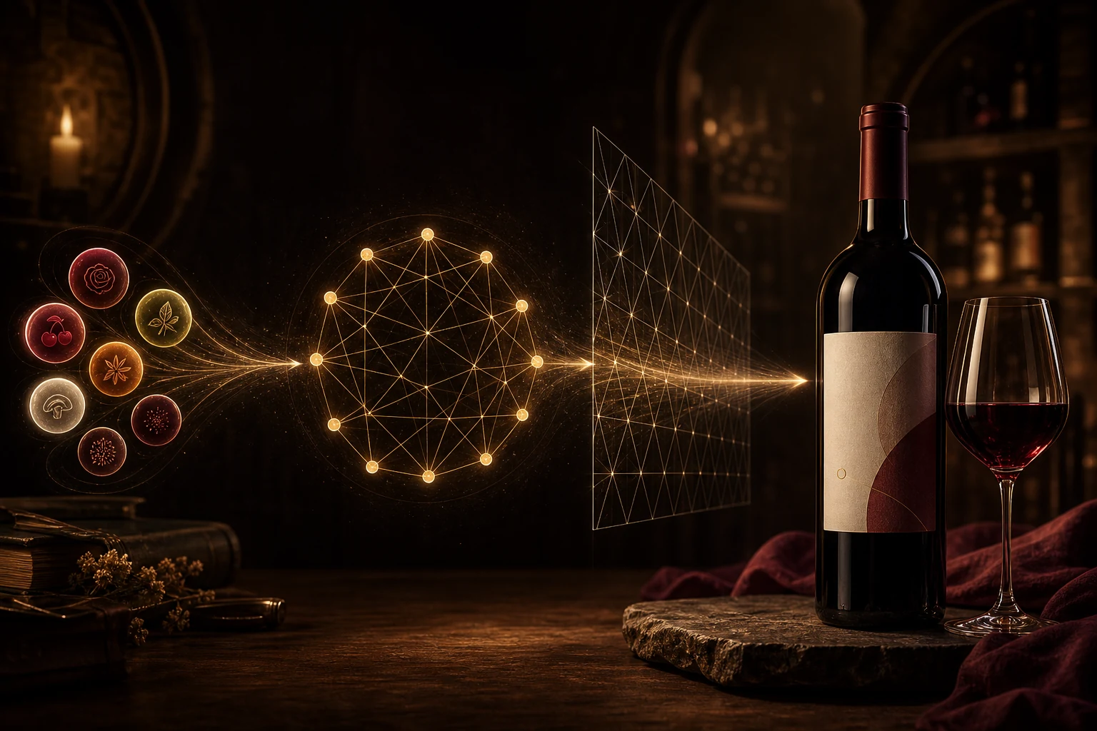Diagram showing how Won't Whine matches mood to wine